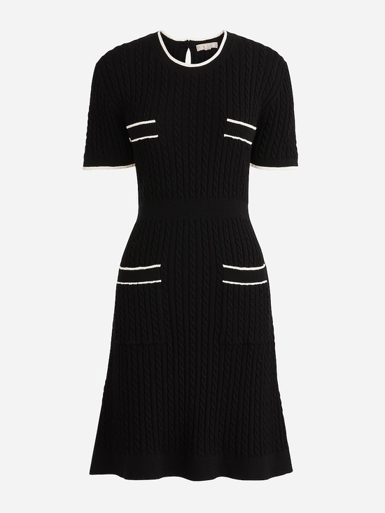J. Crew Dresses & Skirts - J. CREW Cable Knit Sweater Dress Short Sleeve Size Small Black & White NEW NWOT